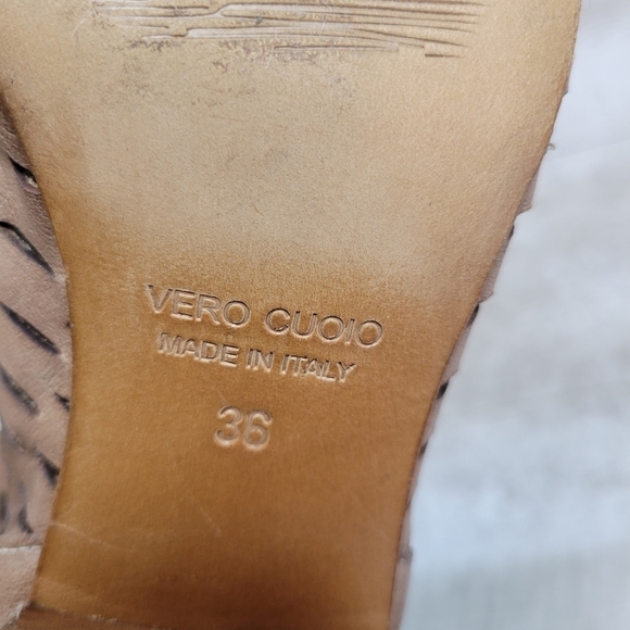 Vero Cuoio Laser Cut Leather Open Toe Booties 36 - Picture 8 of 9